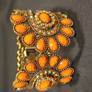 Orange Floral Statement Bracelet